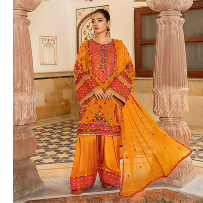 F-492 "Hayat" Embroidered Chiffon Festive Luxury 3 Pc Collection