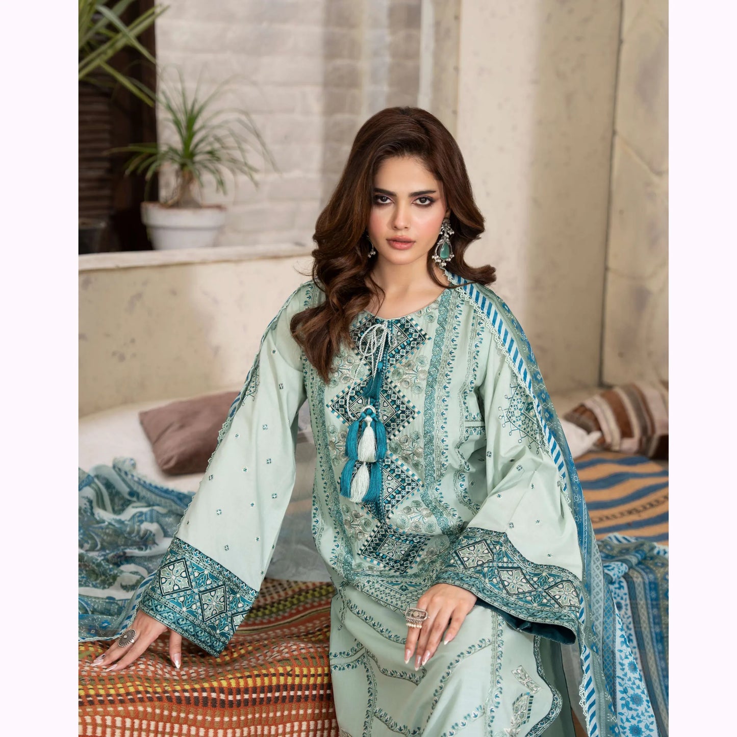 KC-1568 "Tabeer" Embroidered Festive Cambric Cotton Collection by Karma Collection