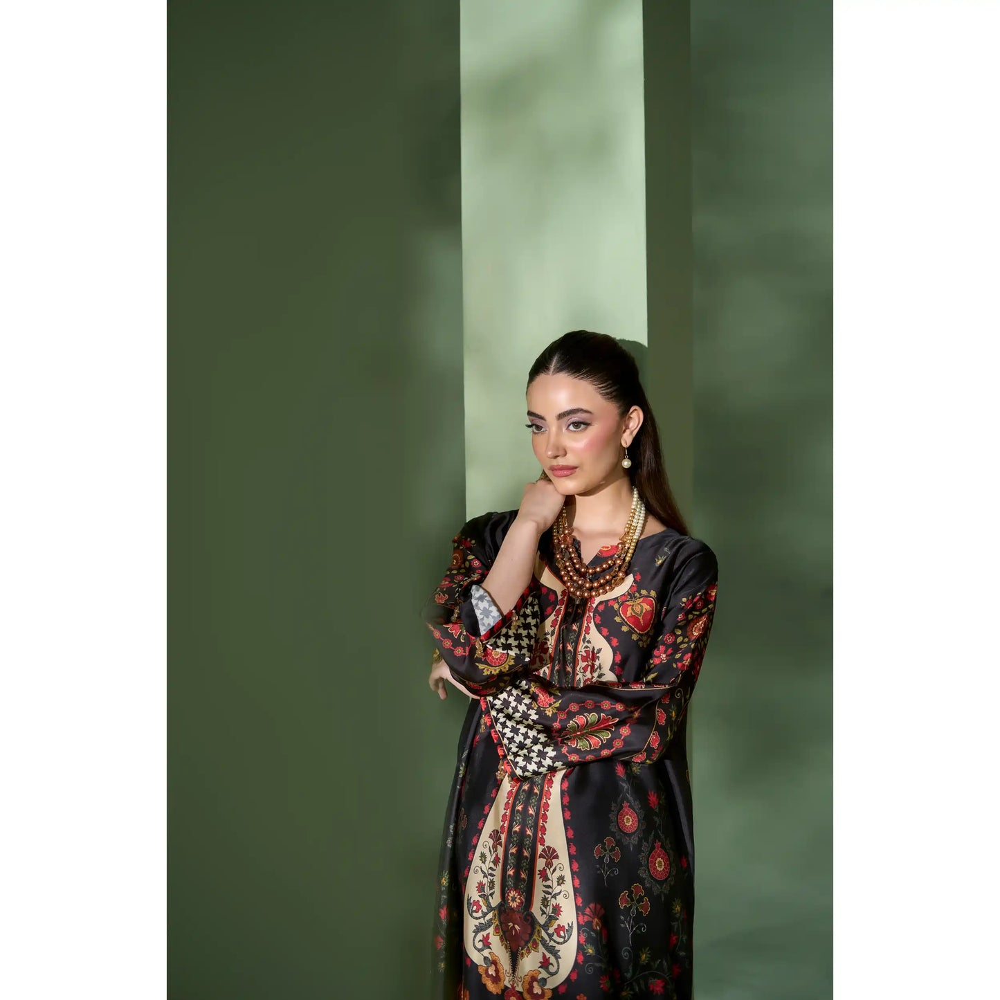 UAL-07 Printed Silk Kaftan Style Co-Ord Set Loose fit Casual Wear | Ethnic wear | ALLY'S