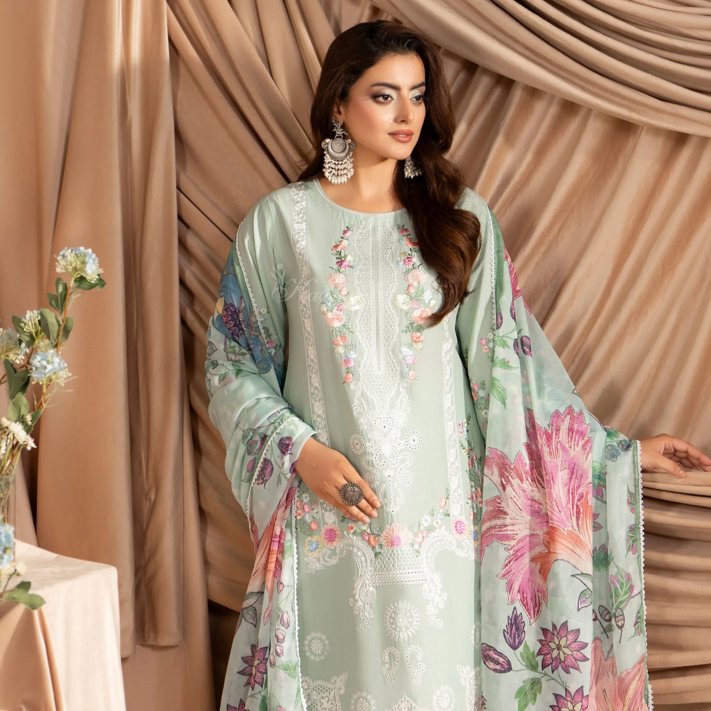 KC-1583 "AYRA" Embroidered Cambric Cotton Collection by Karma Collection