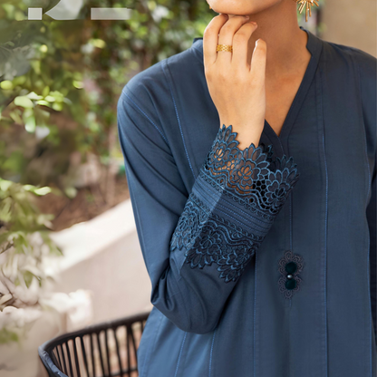 Blueish Grey 2 Pc Linen Pakistani Co-Ords Set | Ready to Wear | Casuallite