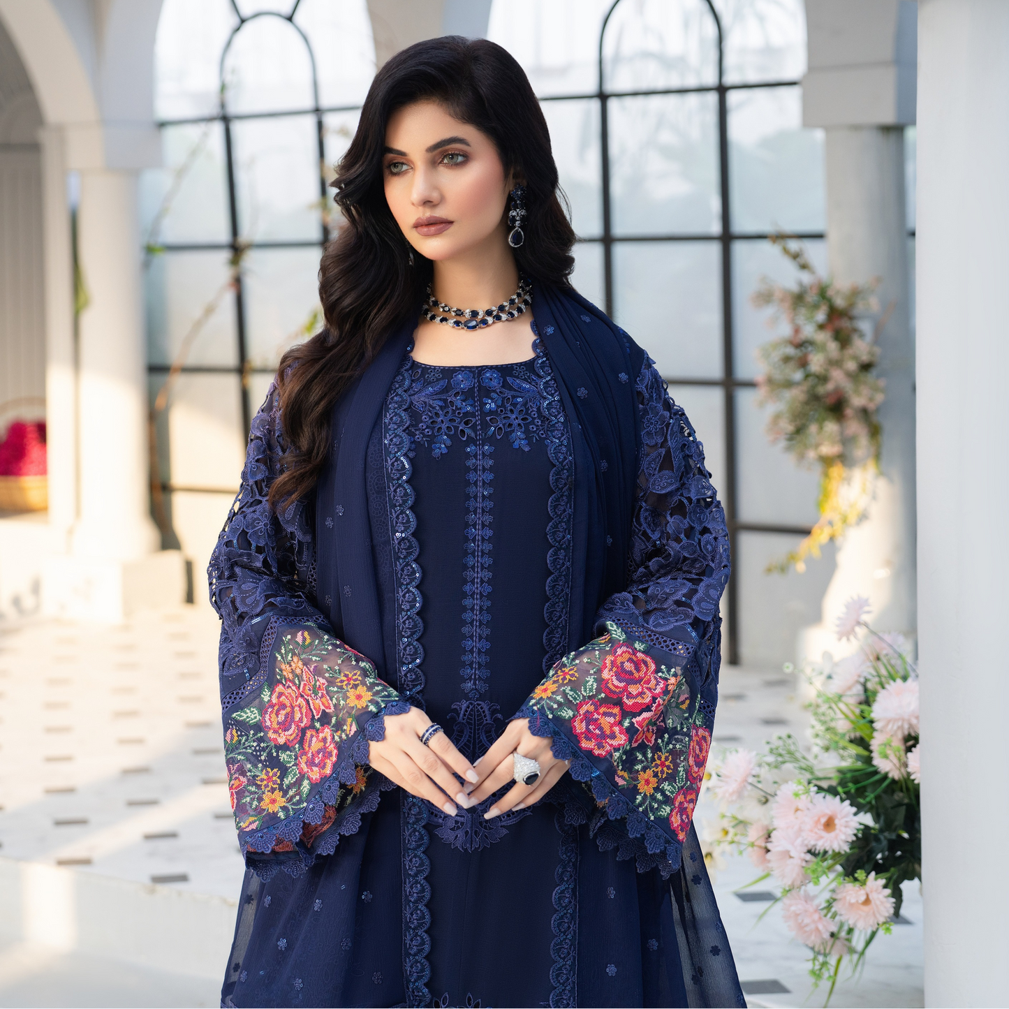 3 Piece Luxury Chiffon Ready to Wear Collection | karma Collection UMKC0903
