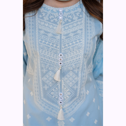 KC-1445 Embroidered Cambric Cotton Farshi Shalwar Ready to Wear 3 Pc - Karma Collection
