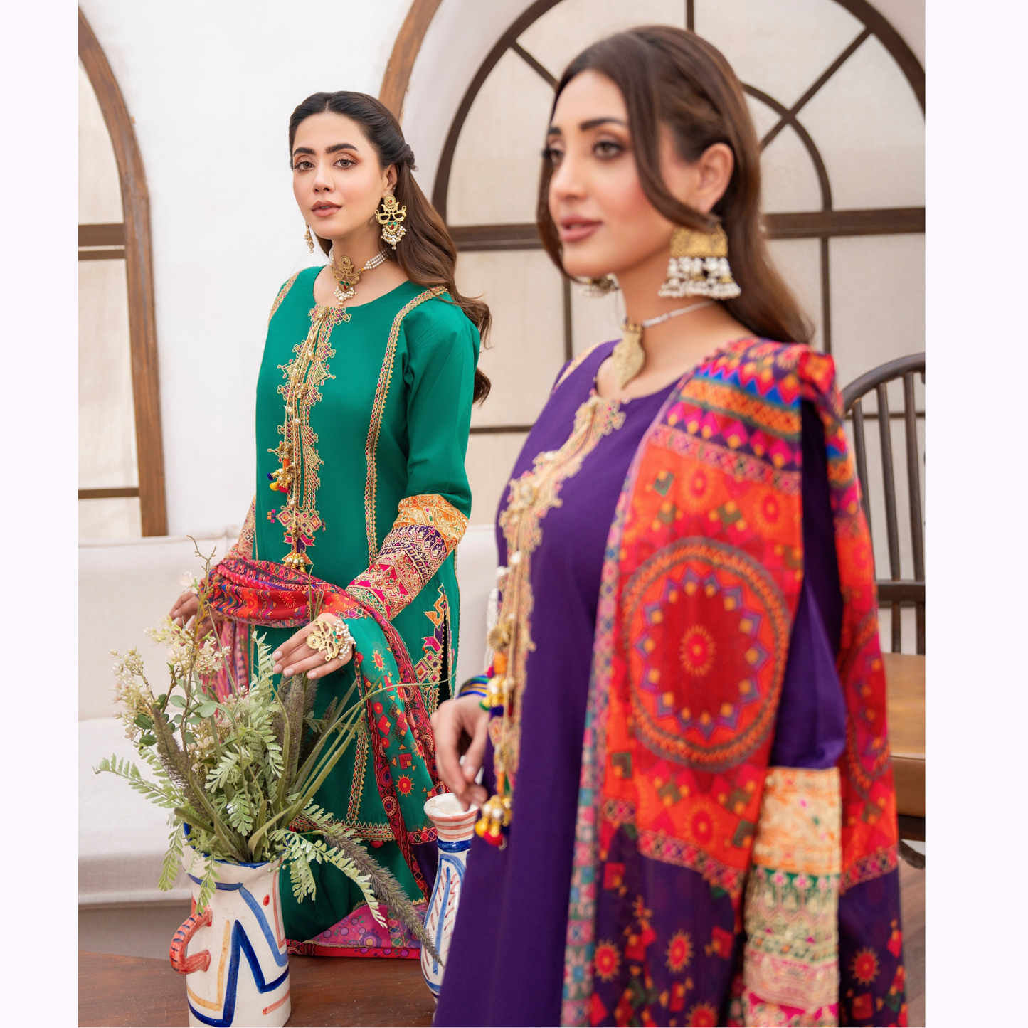 KC-1483 Embroidered Luxury Cambric Cotton farshi Shalwar Collection | Ready to Wear | Karma Collection