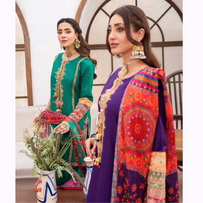KC-1483 Embroidered Luxury Cambric Cotton farshi Shalwar Collection | Ready to Wear | Karma Collection