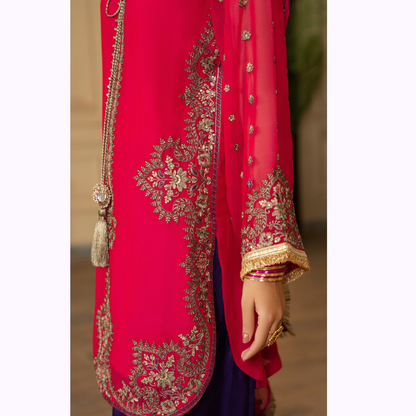 F-466 Embroidered Georgette Chiffon Farshi Shalwar Collection by karma Collection