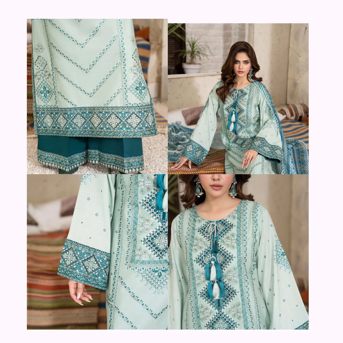 KC-1568 "Tabeer" Embroidered Festive Cambric Cotton Collection by Karma Collection