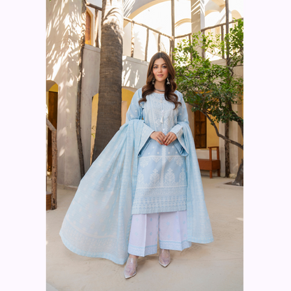 KC-1445 Embroidered Cambric Cotton Farshi Shalwar Ready to Wear 3 Pc - Karma Collection