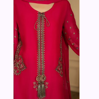 F-466 Embroidered Georgette Chiffon Farshi Shalwar Collection by karma Collection