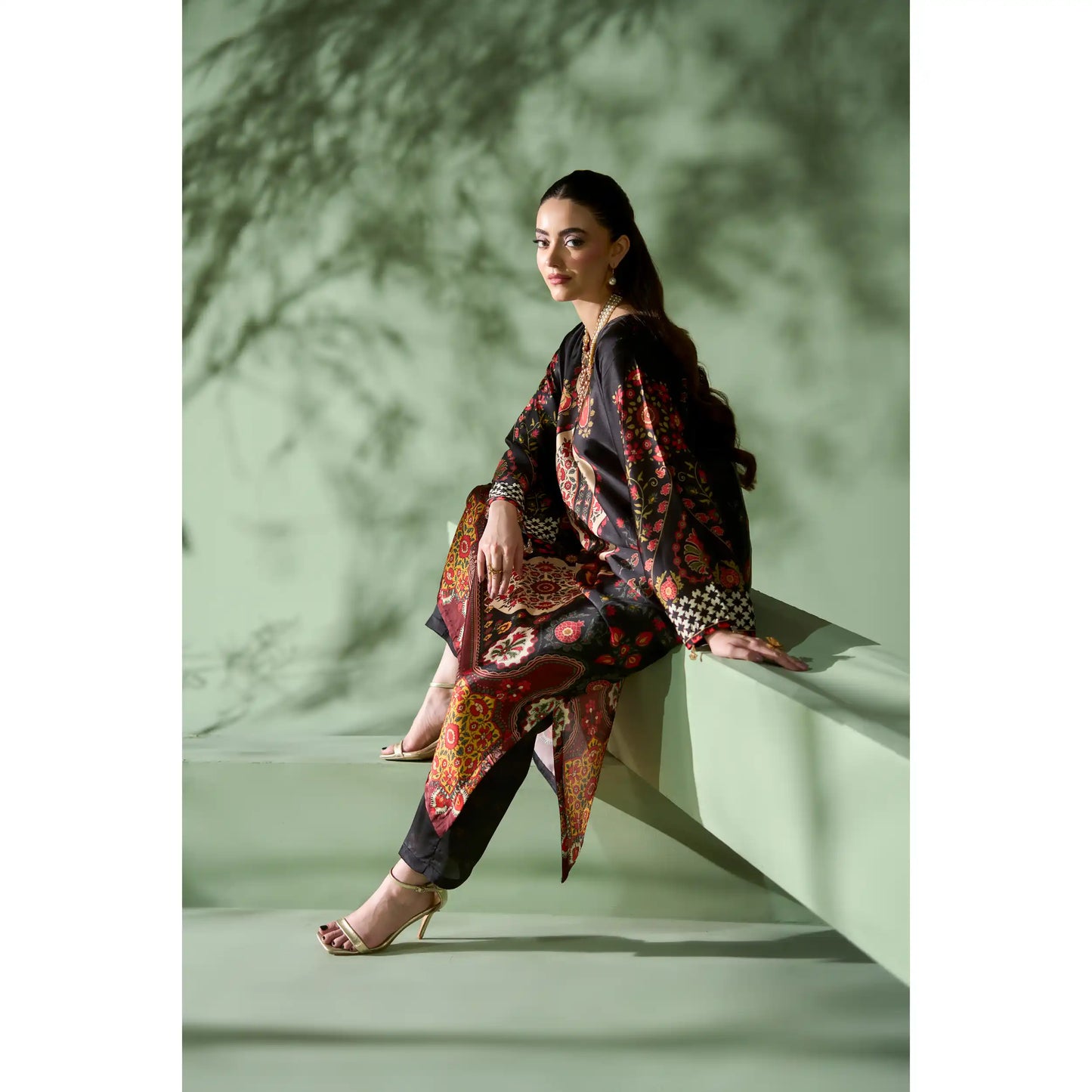 UAL-07 Printed Silk Kaftan Style Co-Ord Set Loose fit Casual Wear | Ethnic wear | ALLY'S