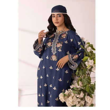 UMS-65 Lira by Simrans Embroidered Viscose Linen 3 Piece Suit | Premium Embroidered Shirt, Trouser & Dupatta | Semi Formal Women's Wear