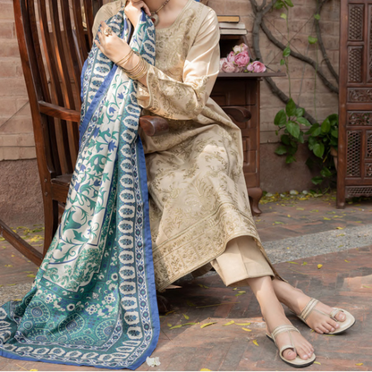 (Ivory) Embroidered Linen 3 Pc Ready to Wear by Casuallite