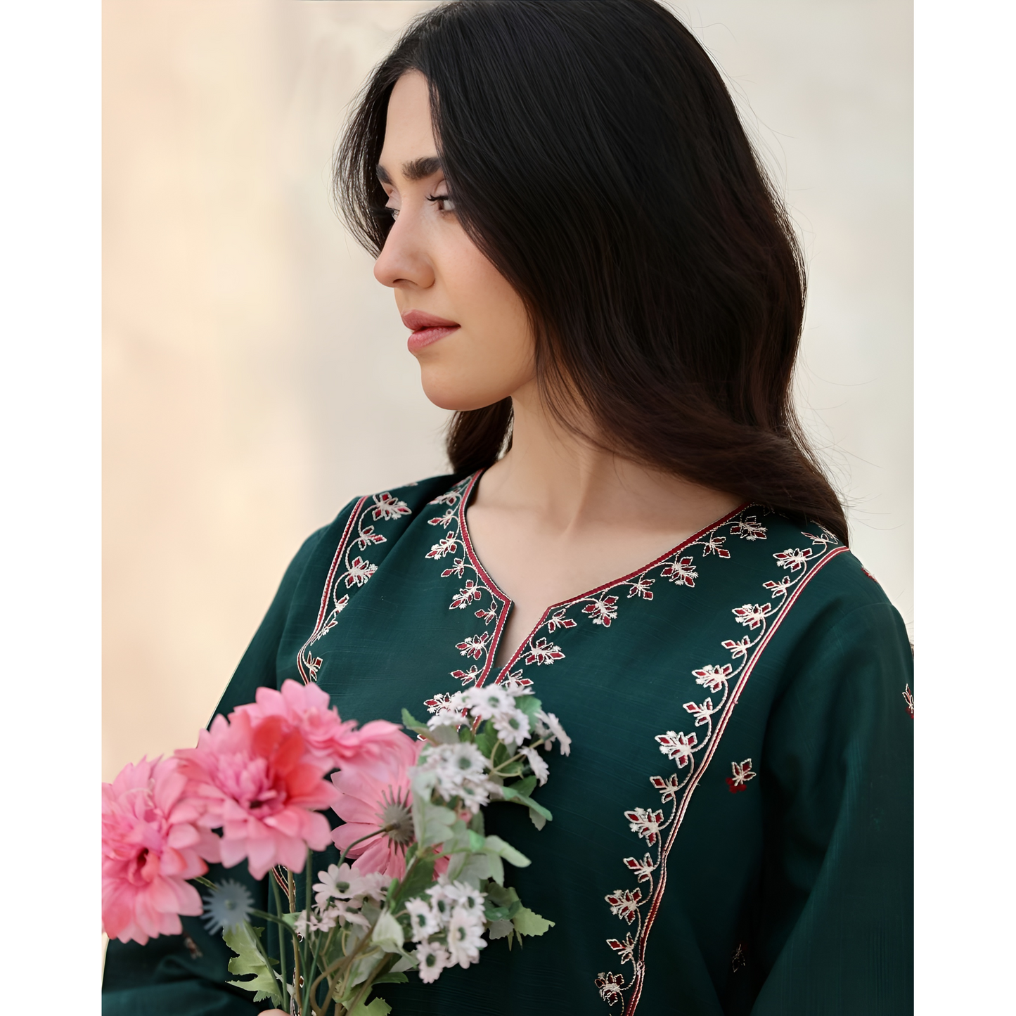 UA-28 2 Pc Embroidered Dhanak Pakistani Co-Ords Set Dress | UMNAA