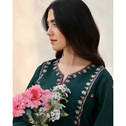 UA-28 2 Pc Embroidered Dhanak Pakistani Co-Ords Set Dress | UMNAA