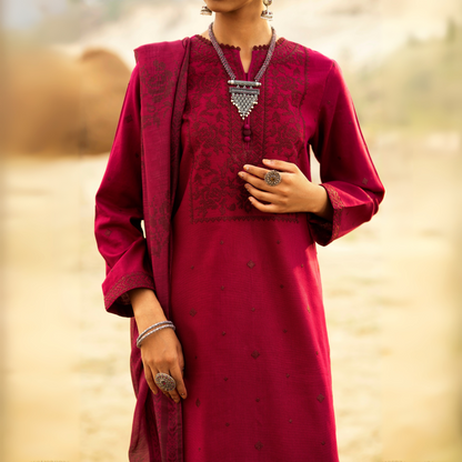 3 Pc Embroidered Khaddar Ready to Wear Collection by Casuallite | UMCAE0801