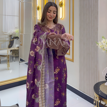 UA-33 Printed Embroidered Winter Linen 3 Pc Dress | Ready to wear | UMNAA