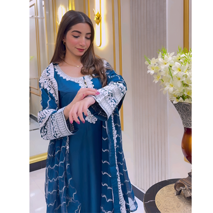 UA-47 Embroidered Linen with Chiffon Duppata Pc Dress | Ready to wear | UMNAA