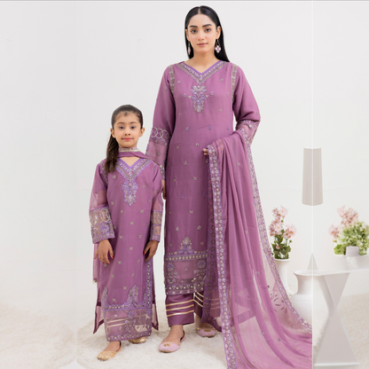 UMRZ-41 3 Pc Luxury mother daughter Embroidered Chiffon Collection-Rangz