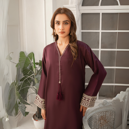 UA-50 Embroidered Viscose Linen  2 Pc Pakistani Co Ord Set Dress | Ready to wear | UMNAA