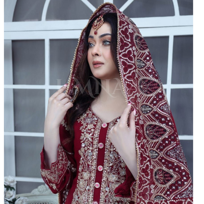 UA-59 3 Pc Luxury mother daughter Embroidered Chiffon Collection- Umnaa