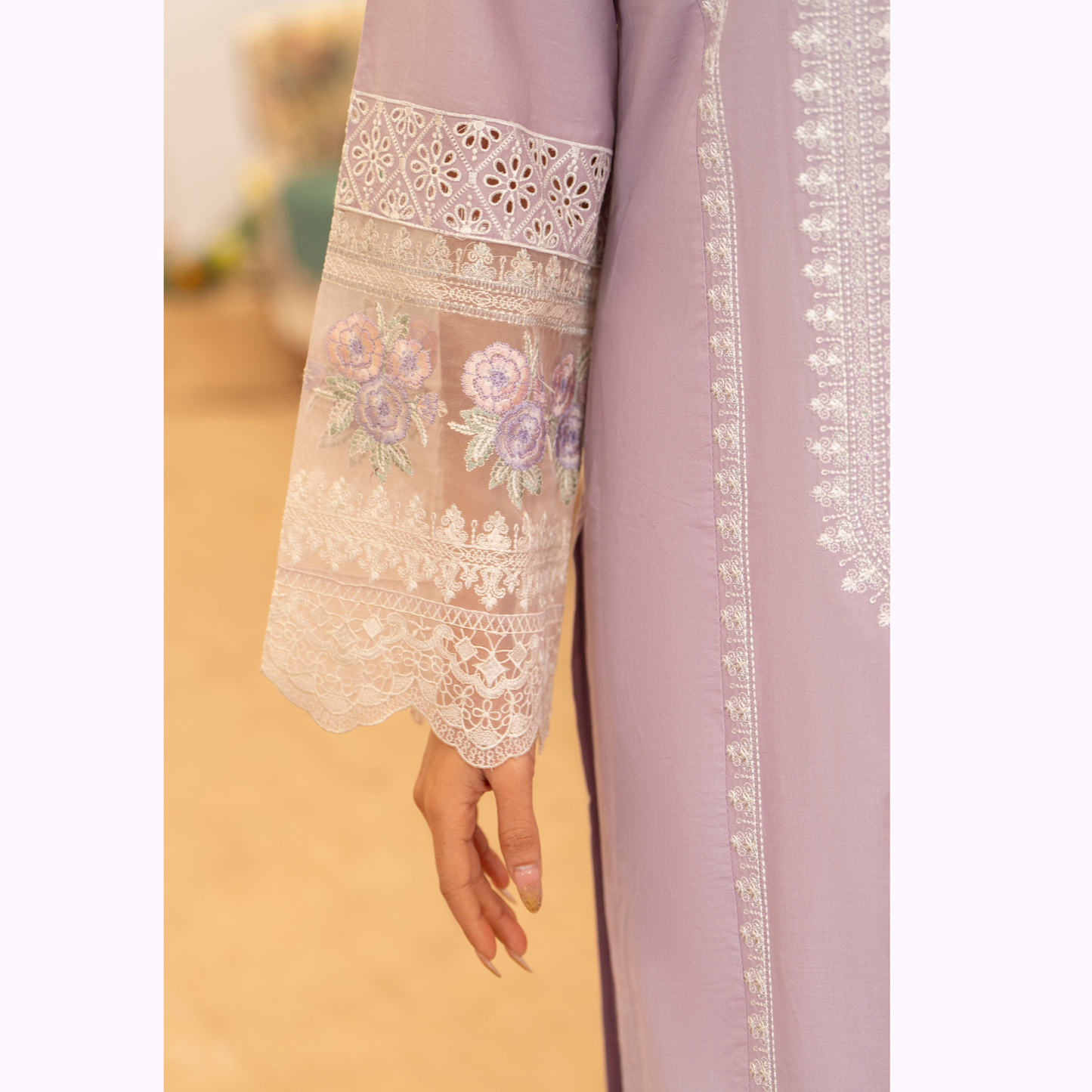 UKC-34 Embroidered Cambric Cotton Dress Ready to Wear 3 Pc - Karma Collection