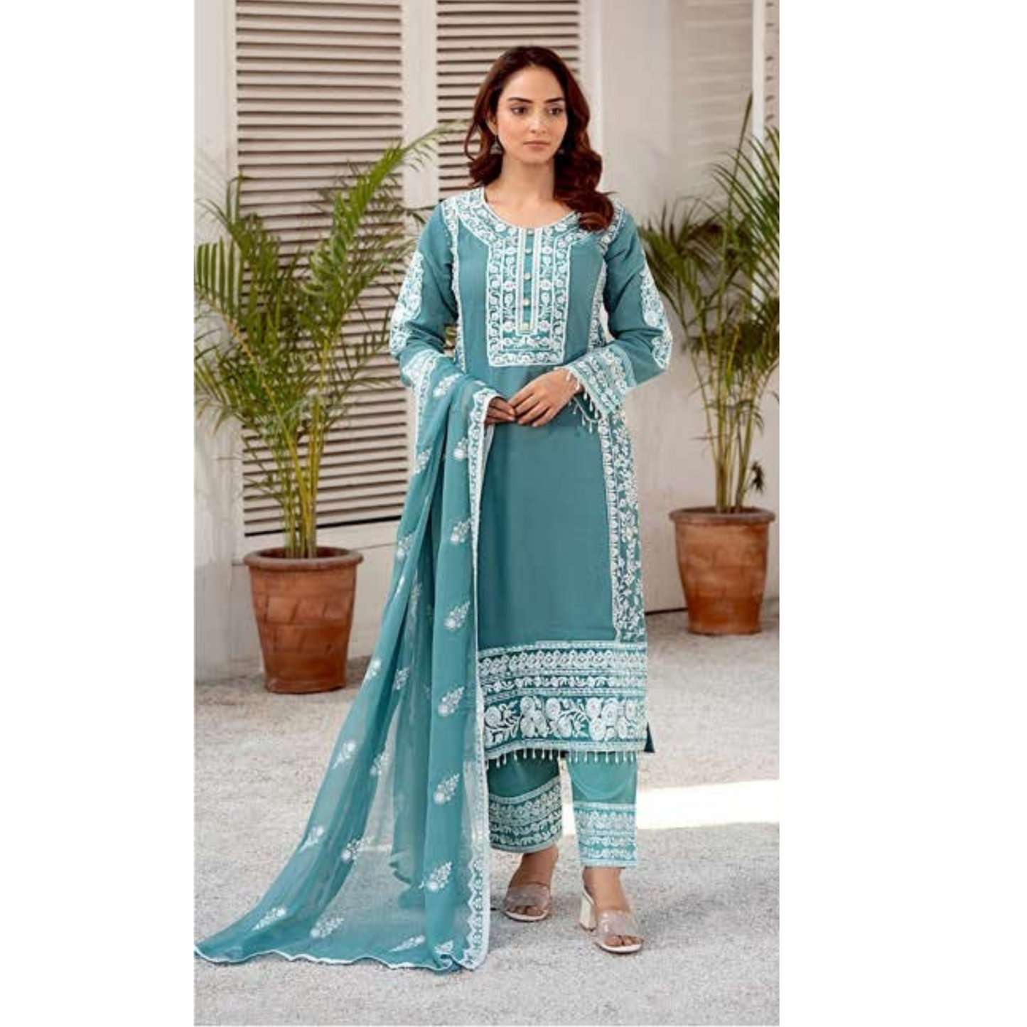 UMRZ-43 Luxury Handwork Embroidered Chiffon Dress 3 Pc |Ready to Wear| Rangz