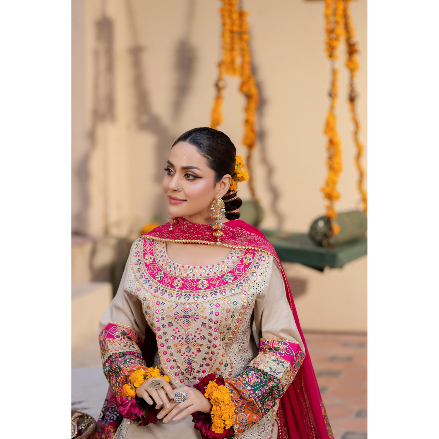 KC-1432 Embroidered Cambric Cotton Dress Ready to Wear 3 Pc - Karma Collection