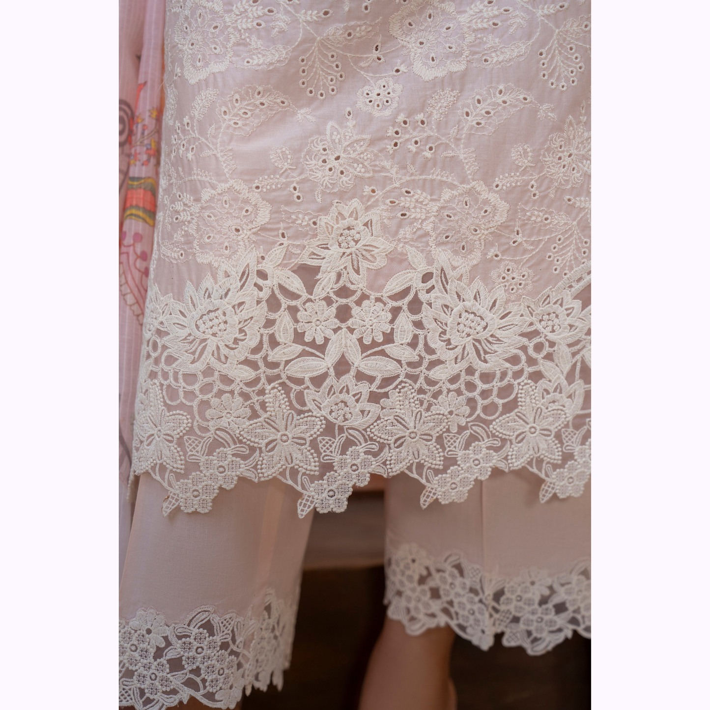 KC-1443 Embroidered Chikankari Cambric Cotton Dress Ready to Wear 3 Pc - Karma Collection