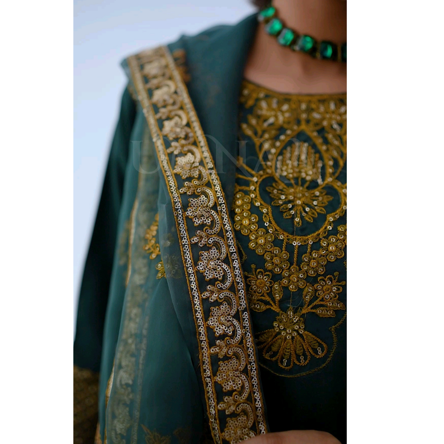 UA-75 Embroidered Viscose 3 Pc Pakistani Dress | Eid Ready to wear | UMNAA