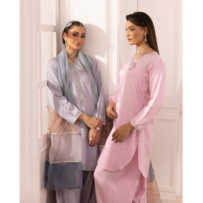 UMS-22 3 Pc trendy Farshi Shalwar Viscose Linen Collection | Ready to Wear | Simrans