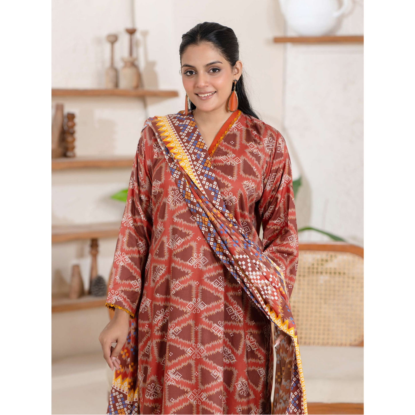 UA-106 Printed "Ajrak Style" Linen Collection by UMNAA