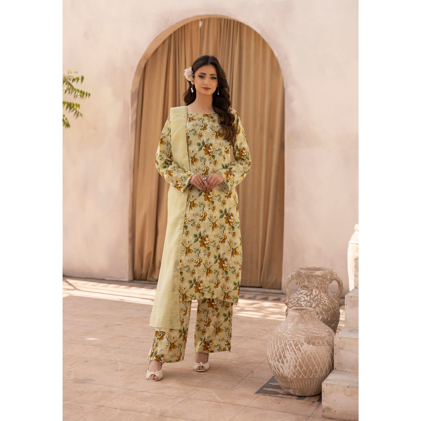 UMS-34 Mariyah Printed Linen 3 Pc Collection by Simrans asian clothes Casual Ready to Wear Pakistani dress