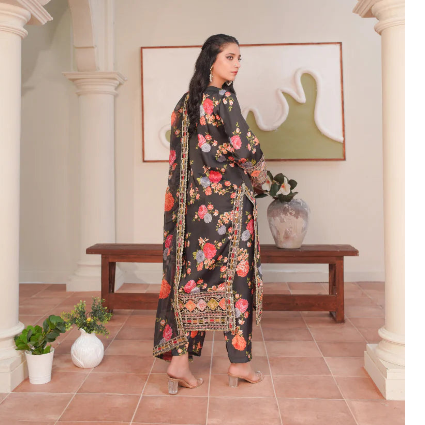UA-135 Embroidered khaddar 3 Pc dress | Ready to Wear Asian Clothes  | Umnaa
