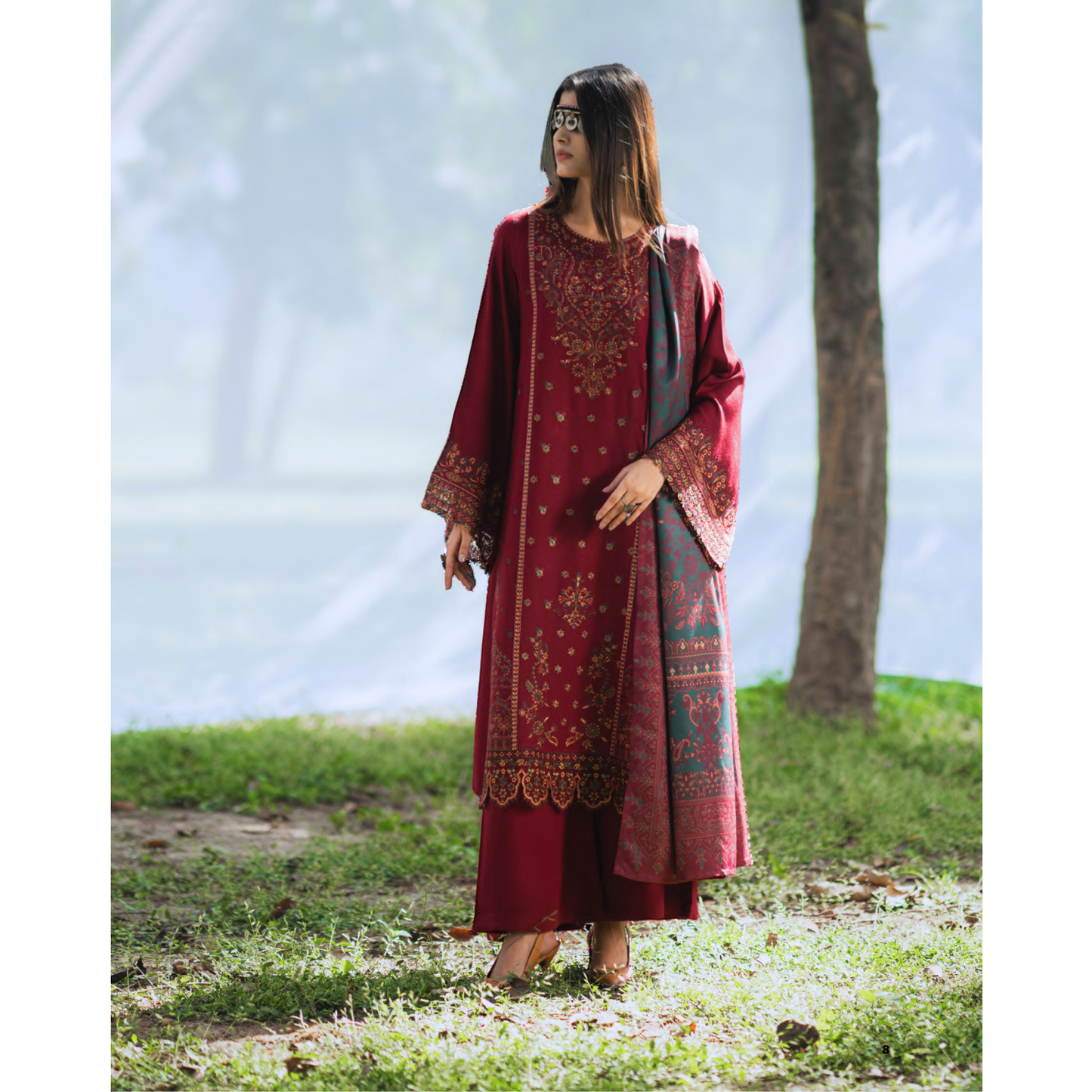 UCA-31 Embroidered Dhanak with Pashmina Shawl Winter Collection by Casuallite