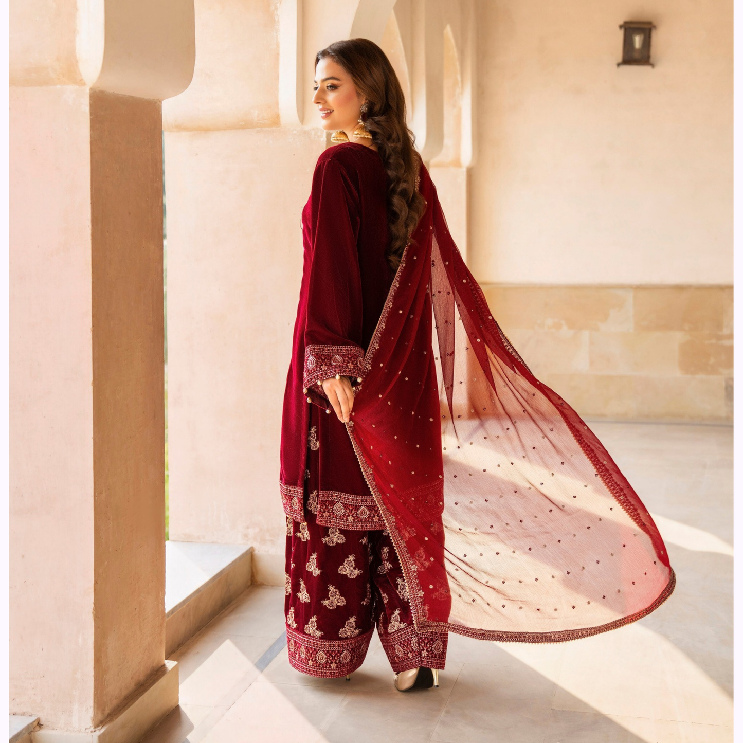 F-489 "Sehar" Embroidered Velvet Collection | Karma Collection