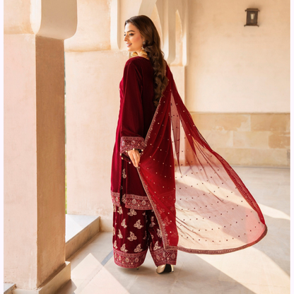 F-489 "Sehar" Embroidered Velvet Collection | Karma Collection