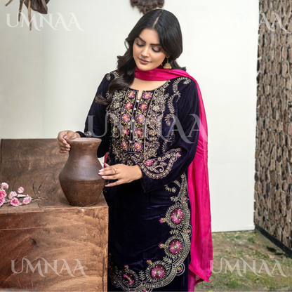 UA-141 3 Luxury Velvet Sharara collection by Umnaa