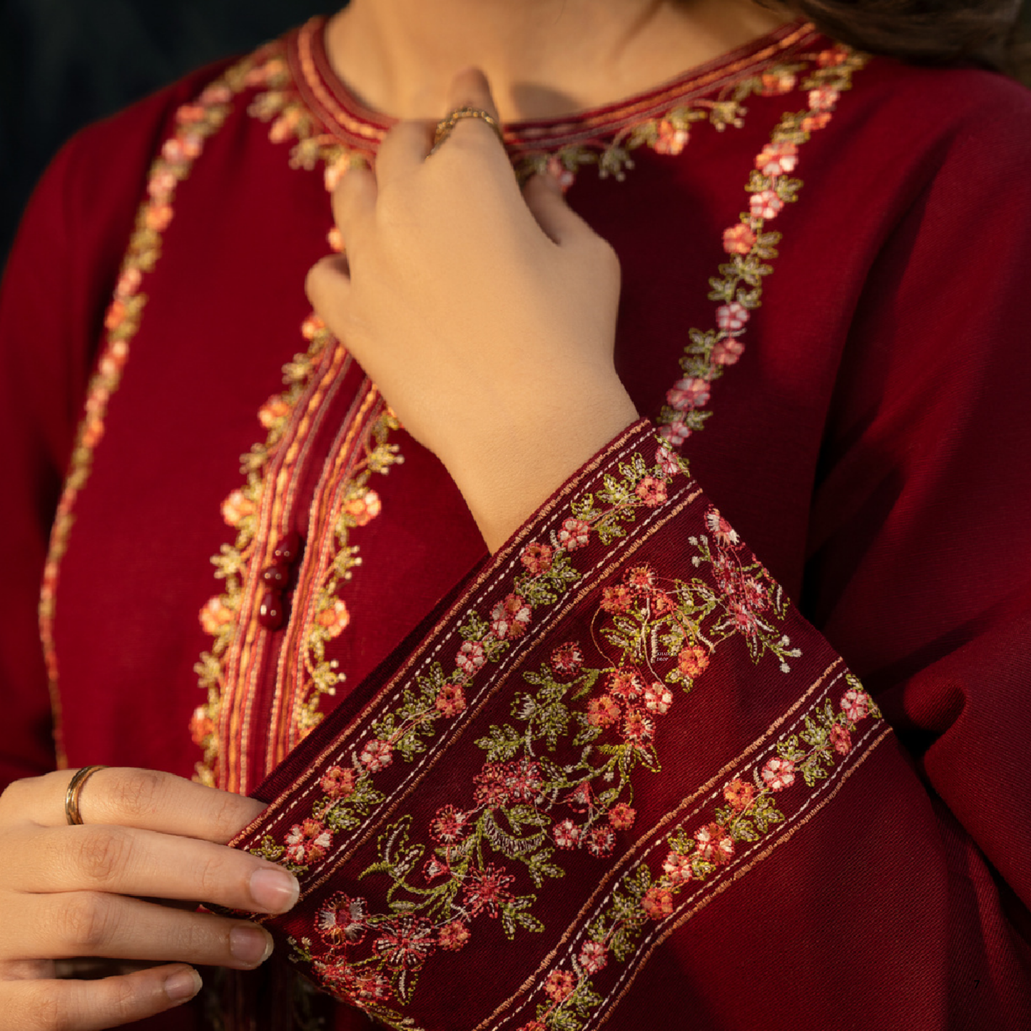 UCA-33 "Shadows" Embroidered Khaddar with Wool Shawl Winter Collection by Casuallite