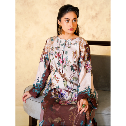 UA-157 Printed Slub Khaddar Kaftan Co-Ord Set | Winter 2 Piece Outfit