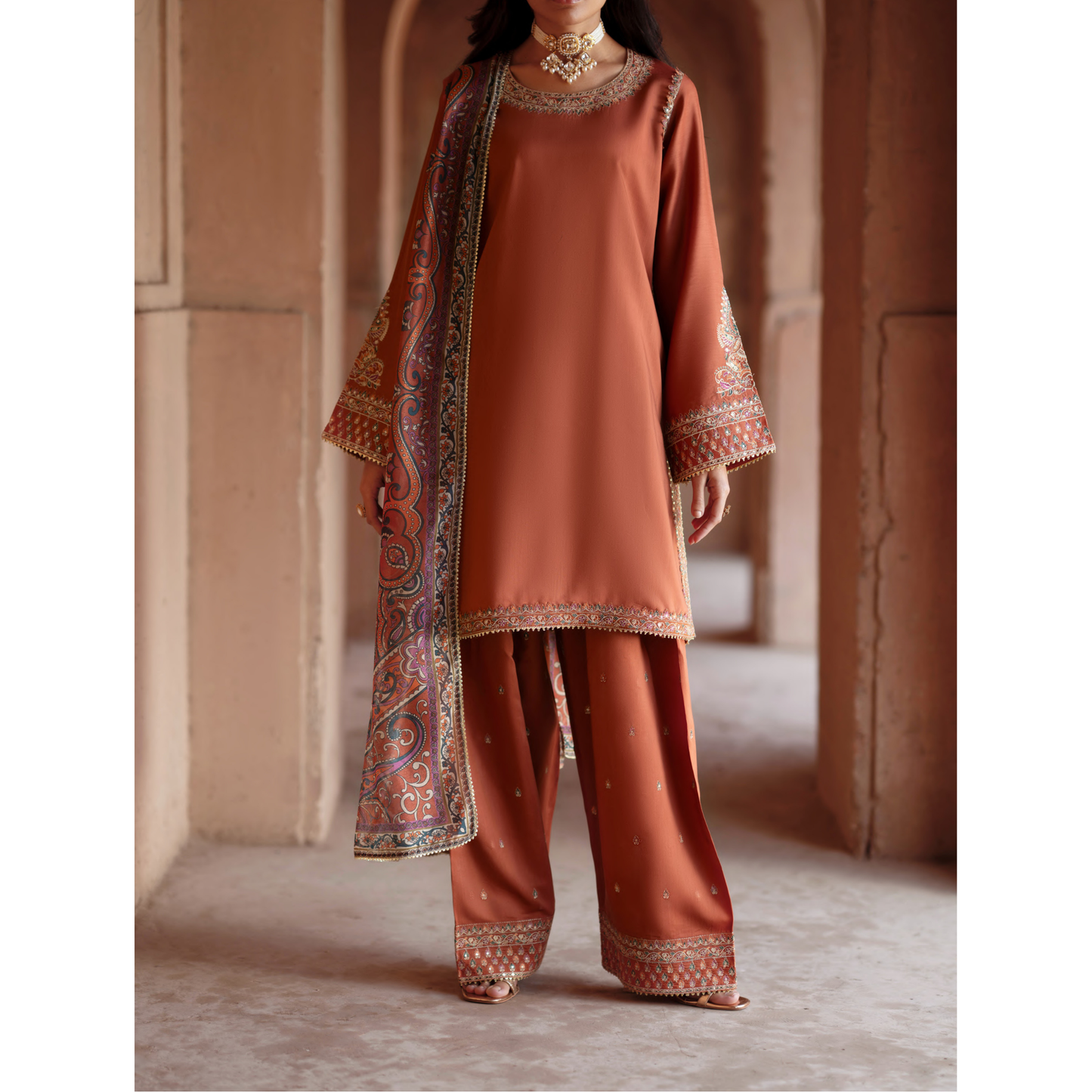 UCA-34 "ISHQIA" Festive Drop Embroidered Viscose Collection by Casuallite