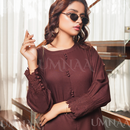 UMS-53 Solid Embroidered Dhanak Co-Ords Set | Ready to Wear | Simrans