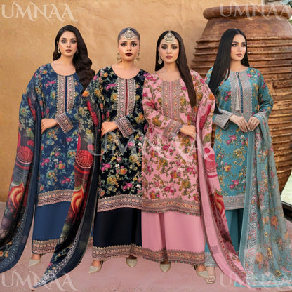UA-132 Embroidered Viscose Linen 3 Pc | Ready to Wear | Asian Clothes