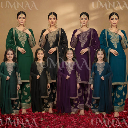UA-168 Mother–Daughter Embroidered Viscose Matching Festive Collection by Umnaa