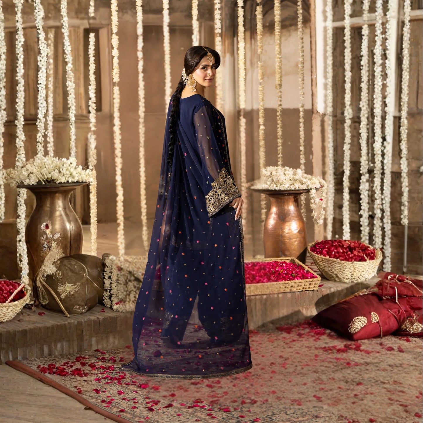 F-521 "Saj Dhaj" Embroidered Georgette Collection by Karma Collection