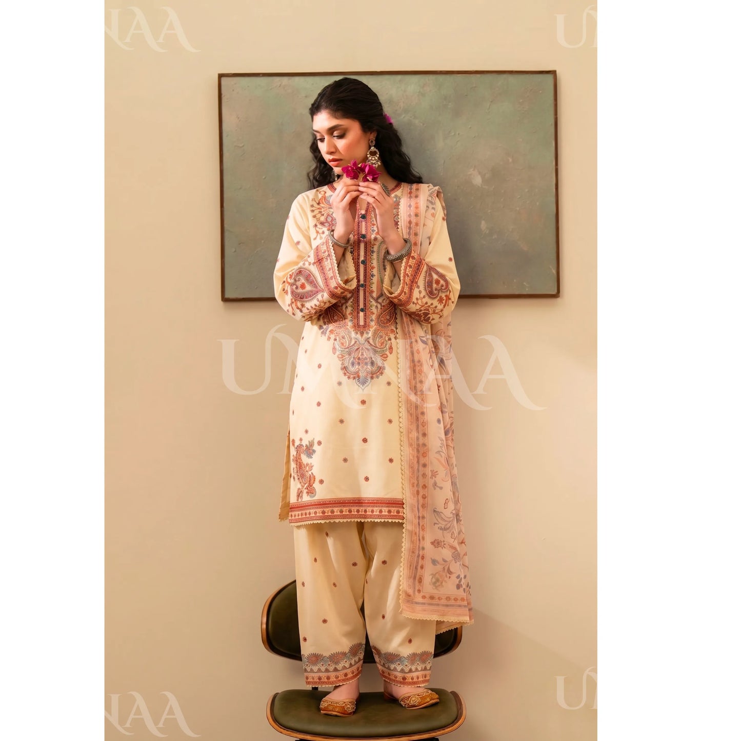UA-188 Embroidered Cotton dress by Umnaa | Ready to Wear | Pakistani Asian Clothes