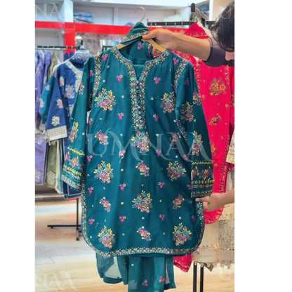 UA-194 Embroidered Cotton Farshi Shalwar Collection by Umnaa | Ready to Wear Pakistani Asian Clothing