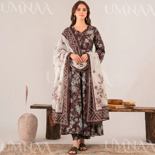 UA-197 Printed Poly Lawn frock 3 Pc Collection Ready to Wear Pakistani Asian clothes
