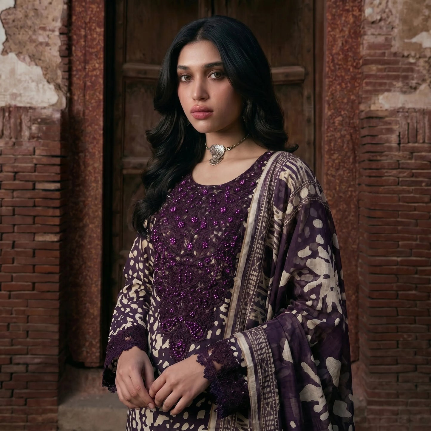 UA-198 Embroidered Printed Poly Silk Lawn Collection by Umnaa | Ready to Wear | Asian Clothes
