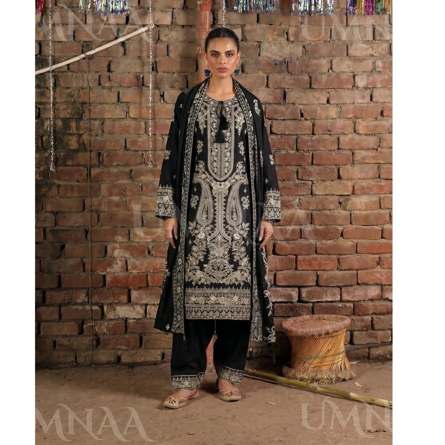 UA-199 Embroidered Cambric Cotton Collection by Umnaa | Ready to Wear Pakistani Asian clothes for women