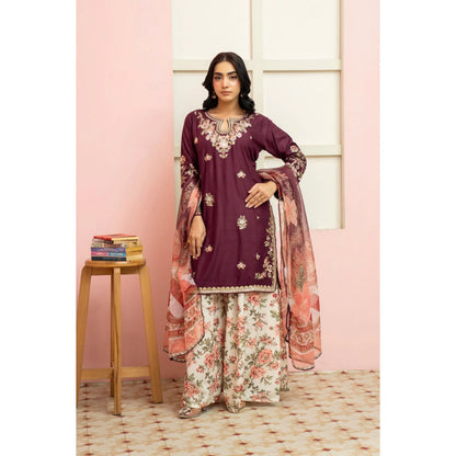 UMRZ-60 Maharani Festive Embroidered Linen with printed Sharara collection by Rangz | Ready to Wear Pakistani Asian clothes